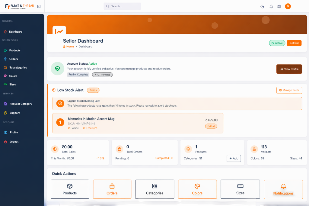 Seller Dashboard Interface